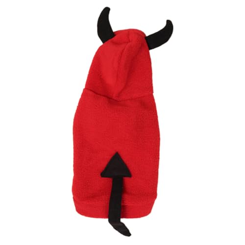 GALPADA Halloween Devil Pet Costume Dog Clothes Winter Warm Casual Outfit for Cats and Puppies Bright Color Easy Clean Photo Prop for Festive Dress-up and Outdoor Play