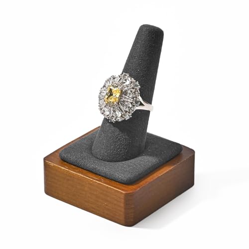 Single Finger Solid Wood Ring Display Stand Jewelry Showcase Display Holder for Ring(Grey) - color: Grey