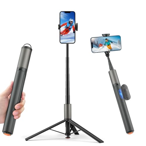 62 inch Selfie Stick Tripod for iPhone, Auto-Open Phone Tripod Stand with Magnetic Smart Remote Support Cell Phone Zoom in/Out,Front/Rear Camera Switch,Travel Selfie Stick for iPhone/Android - color: B-Auto-Open Tripod