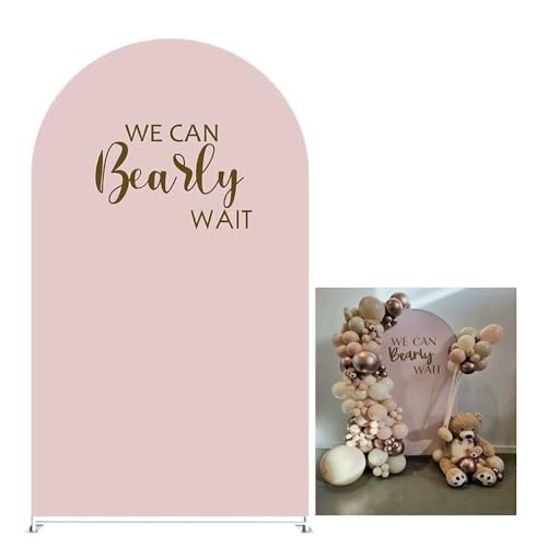 Pink Arch Backdrop Stand Covers for Parties We Can Bearly Wait Theme Arched Stretchy Fabric Cover Girls Baby Shower Birthday Party Decorations (2.2x5FT) - color: Kp-gx-2357, size: 2.2ftx5ft (Only Cover)