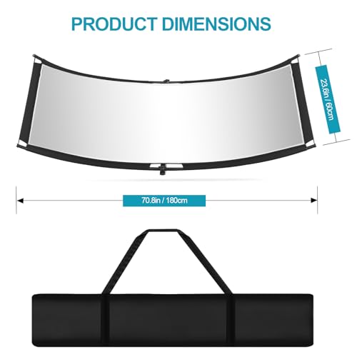 WELLMAKING Clamshell Light Reflector Diffuser with Carrying Bag, 71”×23”/180x60cm Photography Curved Lighting Reflector for Photo Studio Photography & Outdoor Lighting, Black/White/Gold/Silver Colors - style: 71×23 inch