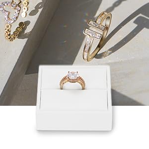 PU Leather Ring Stand Ring Display Holder Showcase Display Block Jewelry Storage Stand for Shows (White) - color: White, size: Ring Stand