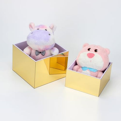 Acrylic Mirror Display Riser, 3 Pcs Glossy Gold Risers for Display Food Display Lifter Nesting Display Risers Hollow Bottom, Acrylic Box Rack Perfume Cosmetics Collection Stand - color: Gold
