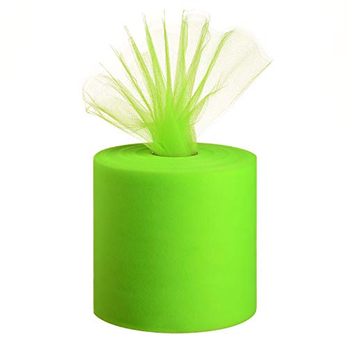 Tulle Fabric Roll, 6” by 200 Yards (600FT) Tulle Organza Fabric Spool for DIY Tutu Skirt Baby Shower Decor Wedding Backdrop Crafts Birthday Party Supplies (Fluorescent Green) - color: Fluorescent Green