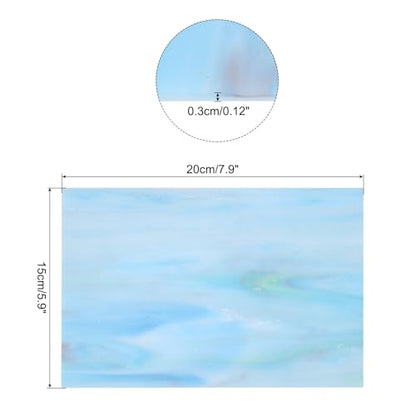MECCANIXITY Stained Glass Sheet Mosaic Tile 7.9 Inch x 5.9 Inch Teal Stained Glass Sheets for Crafts DIY, Art Project - color: Teal