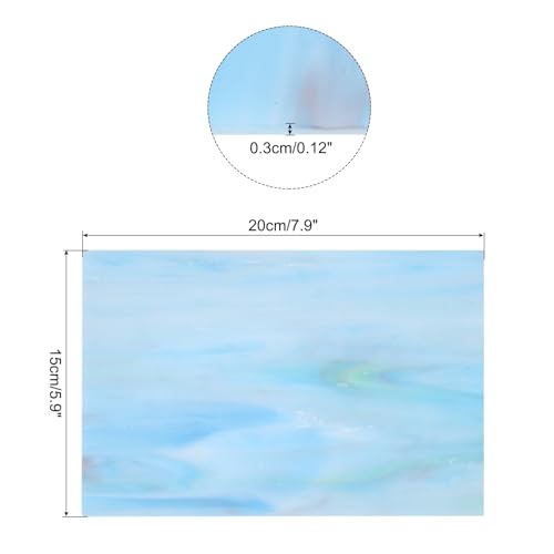 MECCANIXITY Stained Glass Sheet Mosaic Tile 7.9 Inch x 5.9 Inch Teal Stained Glass Sheets for Crafts DIY, Art Project - color: Teal