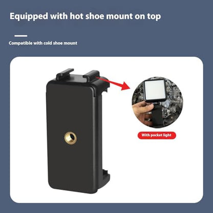 Flexible Mobile Mounting Systems Cold Shoe & Double Screw Holes Adjustable Phone Clip for Photography Accessories Expandable Phone Holder with Cold Shoe Mount