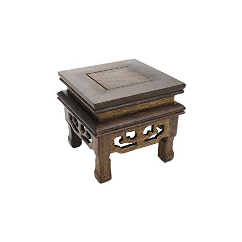 Wooden Base Traditional Craft Display Stand Wood Base Pedestal Oriental Vase Stand Decoration 3.25"x3.25"x3" - color: K-3.25"
