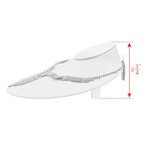 MOOCA Premium Faux Leather Necklace Lay Down Display Stands - Set of 2, Elegant Jewelry Holder, Stand, and Organizer for Necklaces, White Color - color: White Faux Leather