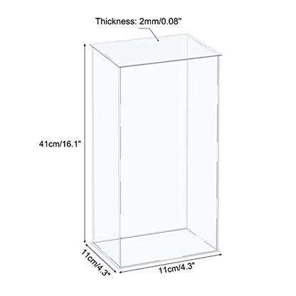 MECCANIXITY Acrylic Display Case Plastic Box Cube Storage Box Clear Assemble Showcase 4.3x4.3x16.1 Inch for Collectibles - size: 4.3x4.3x16.1 Inch