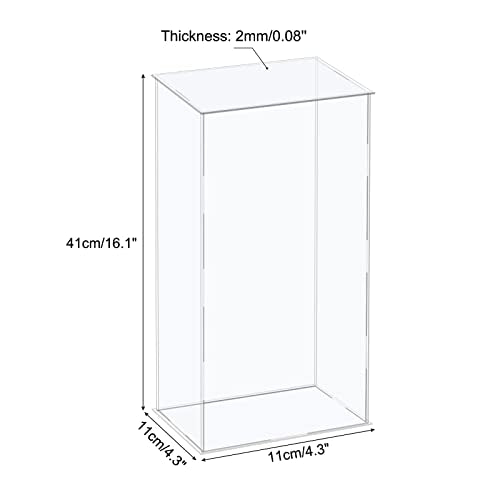 MECCANIXITY Acrylic Display Case Plastic Box Cube Storage Box Clear Assemble Showcase 4.3x4.3x16.1 Inch for Collectibles - size: 4.3x4.3x16.1 Inch