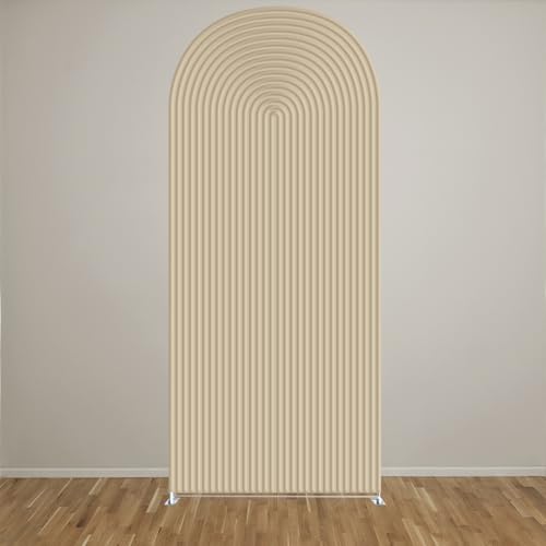2D Printed Ripples Party Arch Cover - Beige, 7.2x4ft - Stretchy Spandex - Wedding & Birthday Occasion - Polyester Material - color: Beige Cover454, size: 7.2x4ft