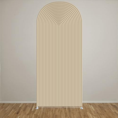 2D Printed Ripples Party Arch Cover - Beige, 7.2x4ft - Stretchy Spandex - Wedding & Birthday Occasion - Polyester Material - color: Beige Cover454, size: 7.2x4ft