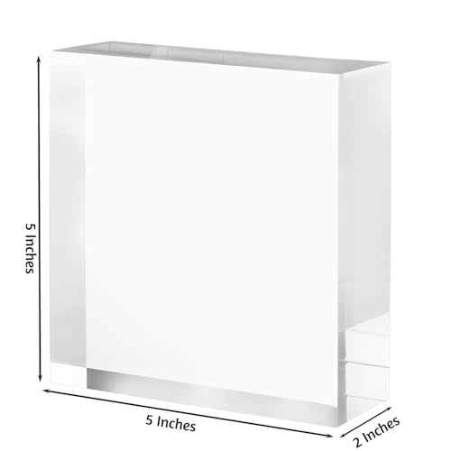 CiaoHER 2in Thickness Solid Acrylic Cube Display Block Clear Polished Pedestal Stand Riser Solid Base 2'' x 5" x 5", 1 Pack