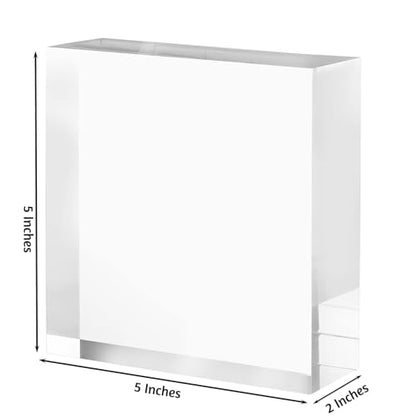 CiaoHER 2in Thickness Solid Acrylic Cube Display Block Clear Polished Pedestal Stand Riser Solid Base 2'' x 5" x 5", 1 Pack