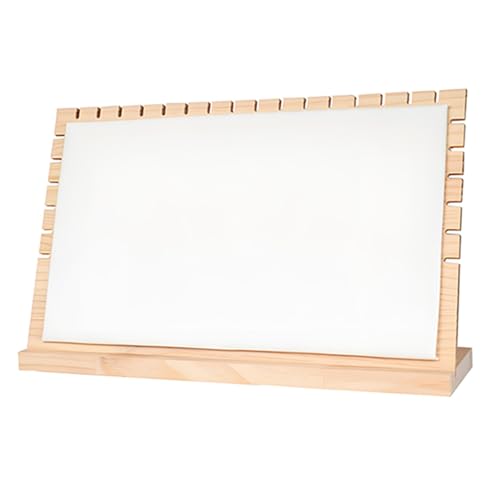 15.5"x8.8" Horizontal Necklace Jewelry Display Stand with Leather Soft Mat Wood Necklace Pendant Chain Jewelry Tabletop Display Storage Holder for Vendors Exhibitor Craft Shows - color: White, size: Extra Large