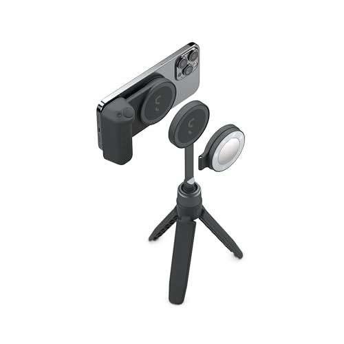ShiftCam SnapGrip Creator Kit for Content Creators – Includes SnapGrip, SnapLight, Tripod SnapPod – Vlogging Kit for iPhone & Android – Magnetic Mount | Midnight - color: Midnight