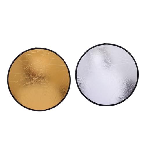 2Pcs 30Cm Portable Photography Bounce Board 2-in-1 Gold Silver Light Reflective Panel Compact Photo Prop for Outdoor Studio Portrait Lighting