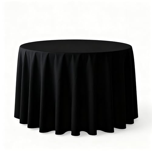 Surmente Black Tablecloth for Round Tables, 120-inch Round Table Cloths for Weddings, Banquets, or Restaurants - color: Black, size: 120" (Round)