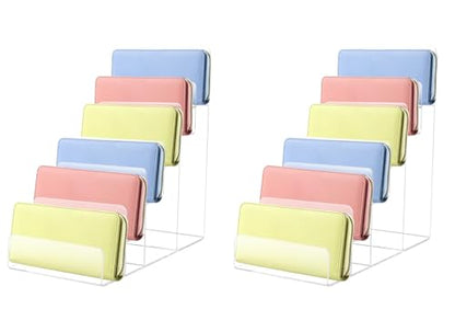 2PCS Acrylic Purse Display Stand,6-Tier Wallet Display Stand Purse Handbag Organizer Shelf,Clear Perfume Stand Jewelry Riser Rack,Acrylic Shelf for Cosmetic Perfume Jewelry Sunglasses Handbag - size: 2PCS