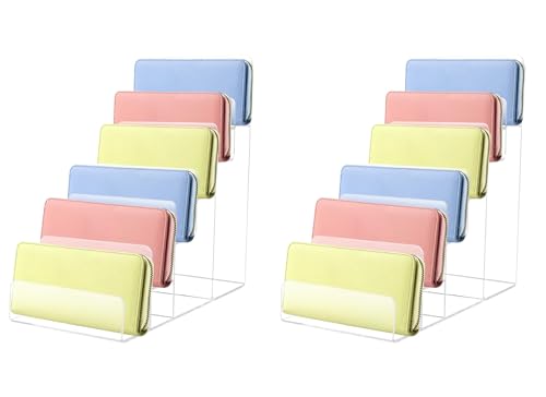 2PCS Acrylic Purse Display Stand,6-Tier Wallet Display Stand Purse Handbag Organizer Shelf,Clear Perfume Stand Jewelry Riser Rack,Acrylic Shelf for Cosmetic Perfume Jewelry Sunglasses Handbag - size: 2PCS