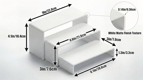 Acrylic Display Risers 2 Sets 3 Tier Cupcake Stand for Dessert Jewelry Pop Figures Shelves Retail Shoe Showcase (White) - color: White