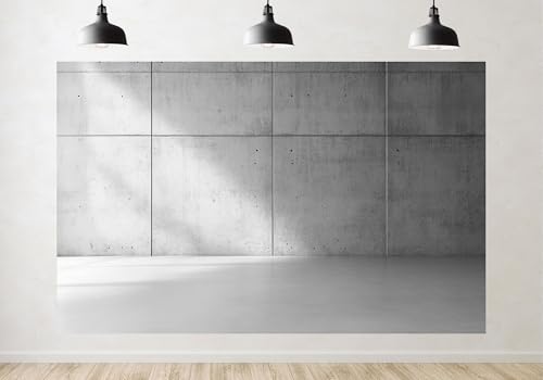 Trykid 15x8ft Grey Concrete Wall Backdrop Minimalist Design Sunlight Shadows Neutral Tone Photography Background for Home Decor Product Shoot Party Decoration Photo Booth Prop Fabric - size: 15x8ft