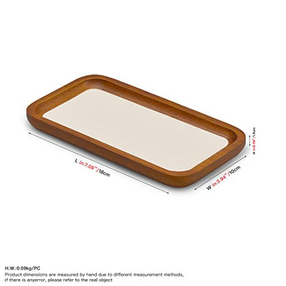 Oirlv Solid Wood Jewelry Display Tray Small Jewelry Tray Rings Earrings Bracelets Necklace Holder Organizer (Rectangle, Creamy-white) - color: Creamy-white, size: 7.08"x 3.93"x 0.59"