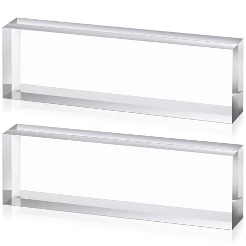 Yousoontic 2 Pcs Clear Acrylic Blocks for Display Blank Name Plate Block Cube Display Stand for Wedding Props Photography Scrapbooking Crafts (2.5 x 8 x 1.125 Inch) - size: 2.5 X 8 X 1.125 Inch