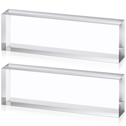 Yousoontic 2 Pcs Clear Acrylic Blocks for Display Blank Name Plate Block Cube Display Stand for Wedding Props Photography Scrapbooking Crafts (2.5 x 8 x 1.125 Inch) - size: 2.5 X 8 X 1.125 Inch
