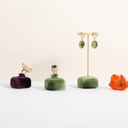 Velvet Earring T Bar Stand Jewelry Display, Earring Display Holder for Selling, Jewelry Storage Organizer【Green】 - color: Green