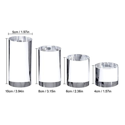 Clear Polished Acrylic Cube Cylinder Round Photo Props, Transparent Solid Acrylic Display Blocks for Photography Boutique Jewelry Cosmetic Crafts Closet Show, 4 Pcs (Transparent Cylinder) - color: Transparent Cylinder