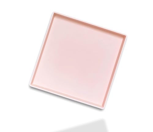 Small Square Serving Tray (9 inch), Durable Pink Tray for Desserts & Organization, Lightweight for Coffee, Drinks, Party, Seasoning, Perfume and Display. - color: Pink - 1 Tray, size: 9" x 9" x 0.8"