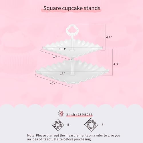 Pack of 11 NWK Cake Stand Set, with 3 x Two-Tier and 3 x Three-Tier Cupcake Stands, 4 x Appetizer Trays, 1 x Tablecloth for Birthday Bridal Baby Shower Party (White) - color: White