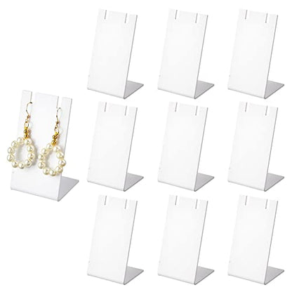 PH PandaHall 10pcs Acrylic Earring Stand, White Jewelry Display Earring Holder L-shape Earrings Organizer for Dangling Earrings Necklace Jewelry Shows Retail Props, 1.7x1.4x3inch - color: White