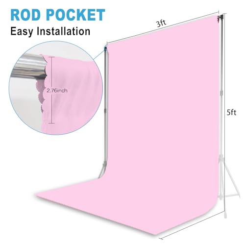 Pink Backdrop for Photoshoot Professional Photo Backdrop Background Curtain for Product Photography Portraits Wedding Party Live Streaming Video Recording 3X5 FT - color: Pink, size: 3X5 FT