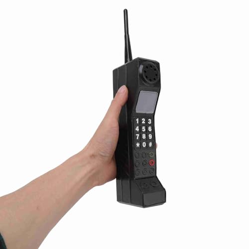 90s Phone Prop, Portable Vintage Brick Fake Phone, Old Retro Brick Cellphone Ornament Iron 80s Retro Mobile Prop for Home Living Stage Restaurant Photography Props (Black) - color: Black