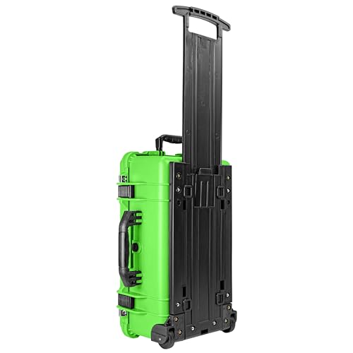Eylar 22" Carry-On Travel Roller Gear, Camera, Drones, Tools, Equipment Hard Case Waterproof with Foam (Neon Green) - color: Neon Green