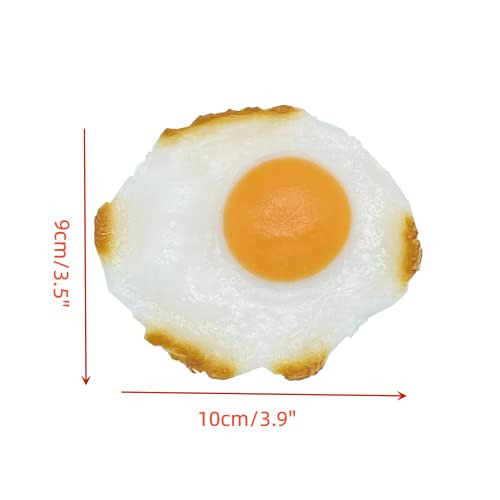 6 PCS Realistic Fake Fried Eggs Lifelike 3D Simulation Eggs Food Props Model Faux Cooked Eggs Decor for Home Kitchen Display Photography Props Breakfast Decor