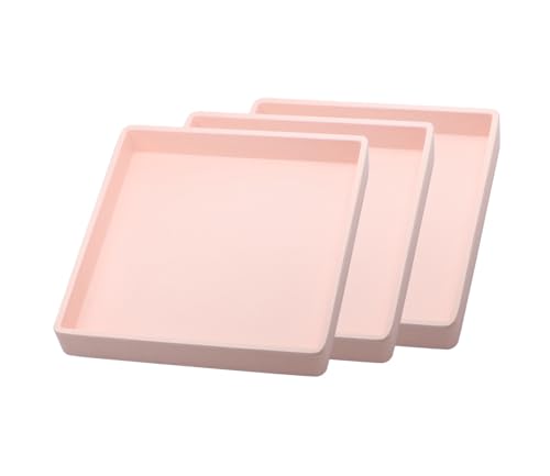 Small Square Tray (5.9 inch) 3 Pack, Durable Pink Tray for Desserts & Organization, Lightweight for Coffee, Drinks, Party, Seasoning, Perfume and Display. - color: Pink - 3 Tray, size: 5.9" x 5.9" x 0.8"