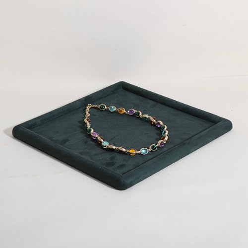 velvet Jewerly display tray, Top Microfiber Jewelry storage organizer plate, Empty Jewelry showcase tray for Necklace Bracelet Ring Earring display stand holder(Green-Small, 9.8 x 9.8 in) - color: Green, size: Small
