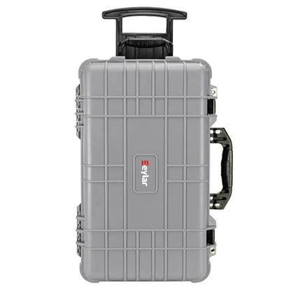 Eylar 22" Carry-On Travel Roller Gear, Camera, Drones, Tools, Equipment Hard Case Waterproof with Foam (Gray) - color: Gray