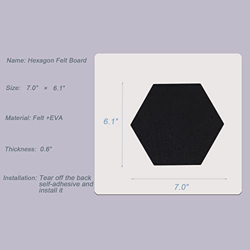 LAJAR 8 Pcs Hexagon Felt Bulletin Board Tiles, Self Adhesive Felt Pin Board Wall Tiles for Photos, Pictures, Memos (Black) - color: Black