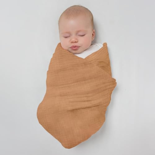 SwaddleDesigns Cotton Muslin Swaddle Blankets for Baby Boy & Baby Girl, Set of 4, Neutral Receiving Blankets for Newborn, Baby Registry & Gift, 46x46 inches, Apricity - color: Apricity