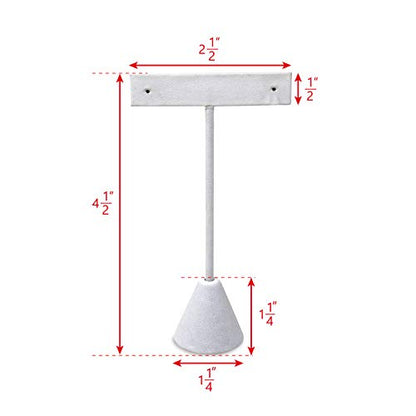 Ikee Design 6 Pcs Set Premium T- Shape Style Earring Display Stand, Earring Stand Jewelry Display for Showroom, Tradeshow, and Showcase, 2 1/2 W x 4 1/2 H in, White Faux Leather - color: White Faux Leather, 4.5" High
