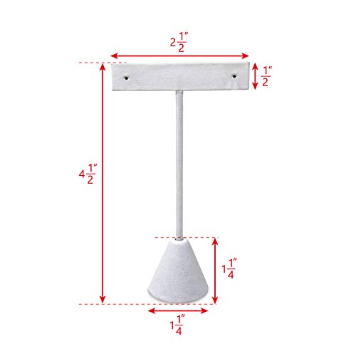 Ikee Design 6 Pcs Set Premium T- Shape Style Earring Display Stand, Earring Stand Jewelry Display for Showroom, Tradeshow, and Showcase, 2 1/2 W x 4 1/2 H in, White Faux Leather - color: White Faux Leather, 4.5" High