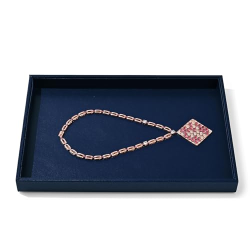 PU Leather Jewelry Tray Jewelry Display Tray Stackable Jewelry Drawer Organizer Tray Necklace Bracelet Holder Tray for Necklace Bracelets Watches Storage (Blue) - color: Blue, size: 1 Grid
