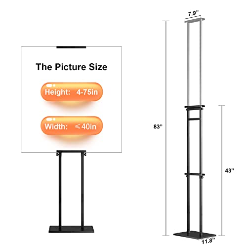 WHAUU Display Stand Sign Holder,Heavy Duty Adjustable Pedestal Sign Stand Up to 75 inch,Double-Sided for Board & Foam Sign,Sign Stand with Base,Fit Wedding,Restaurant or Business(Poster not Included) - size: 75 inch-1PACK