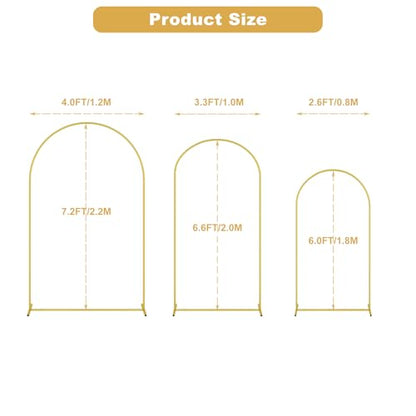 UDEAR Metal Arch Backdrop Stand Set of 2(7.2FT,6.0FT),Arch Kit for Weddings,Parties,Events,Climbing Plants,Baby Shower Photo Backdrops,Gold - color: Gold, size: 7.2FT,6.0FT