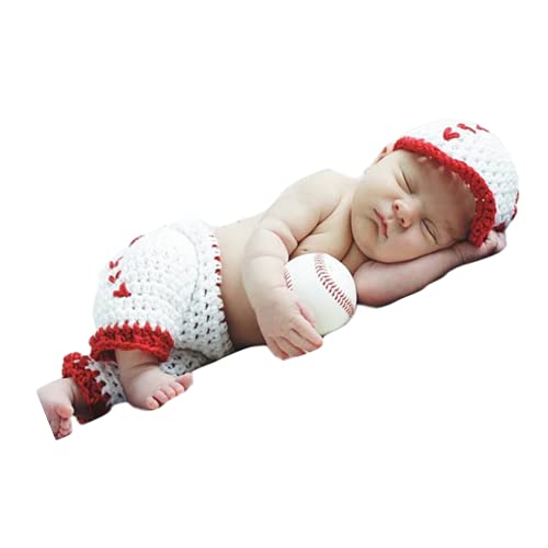 Newborn Monthly Baby Photography Props Outfits Infant Baseball Hat Shorts Set for Boy Photo shoot Costume